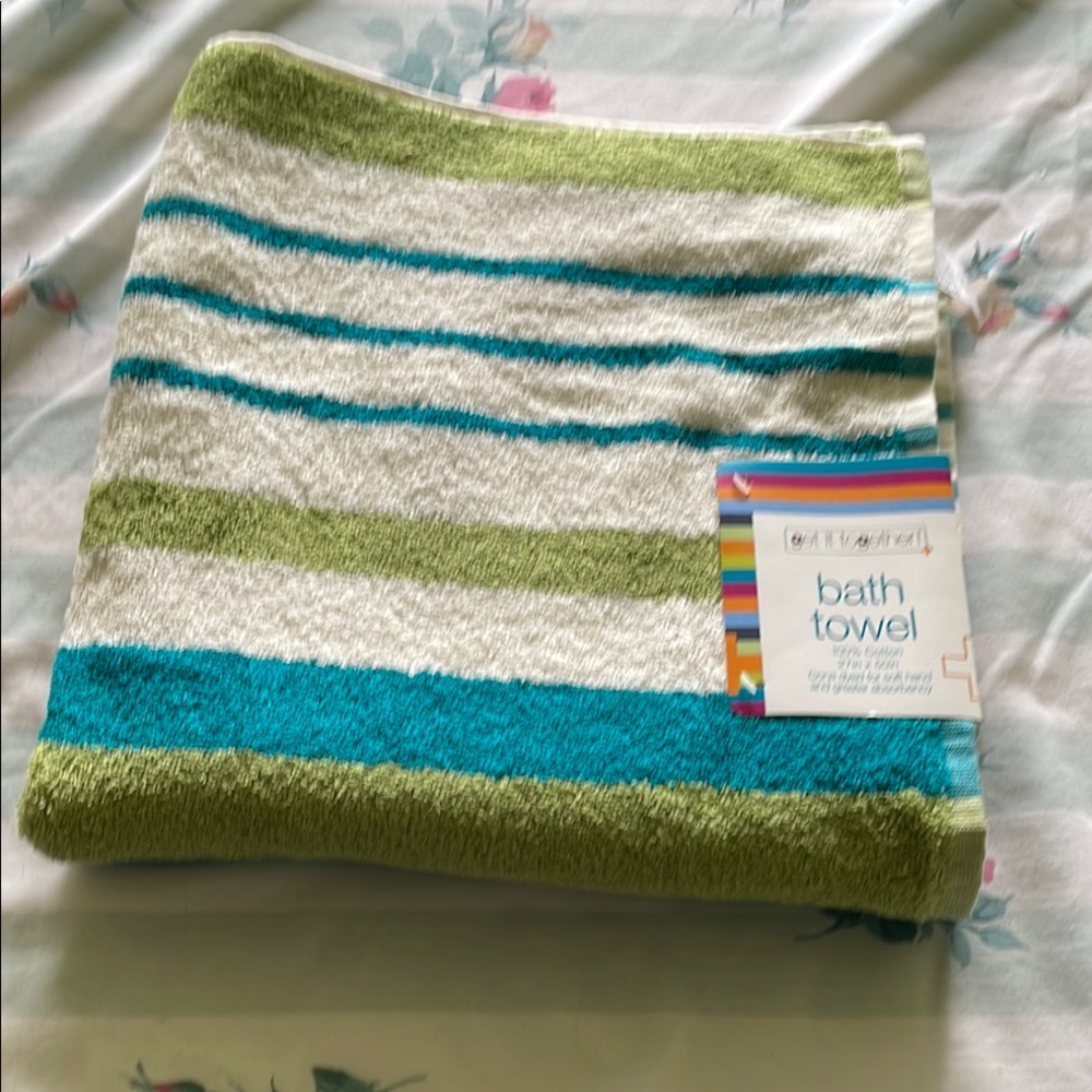 Green and Blue Striped Bath Towel by Circo